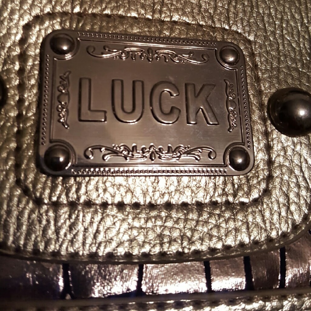 Luck  Gorgeous cracked gold bag NWOT